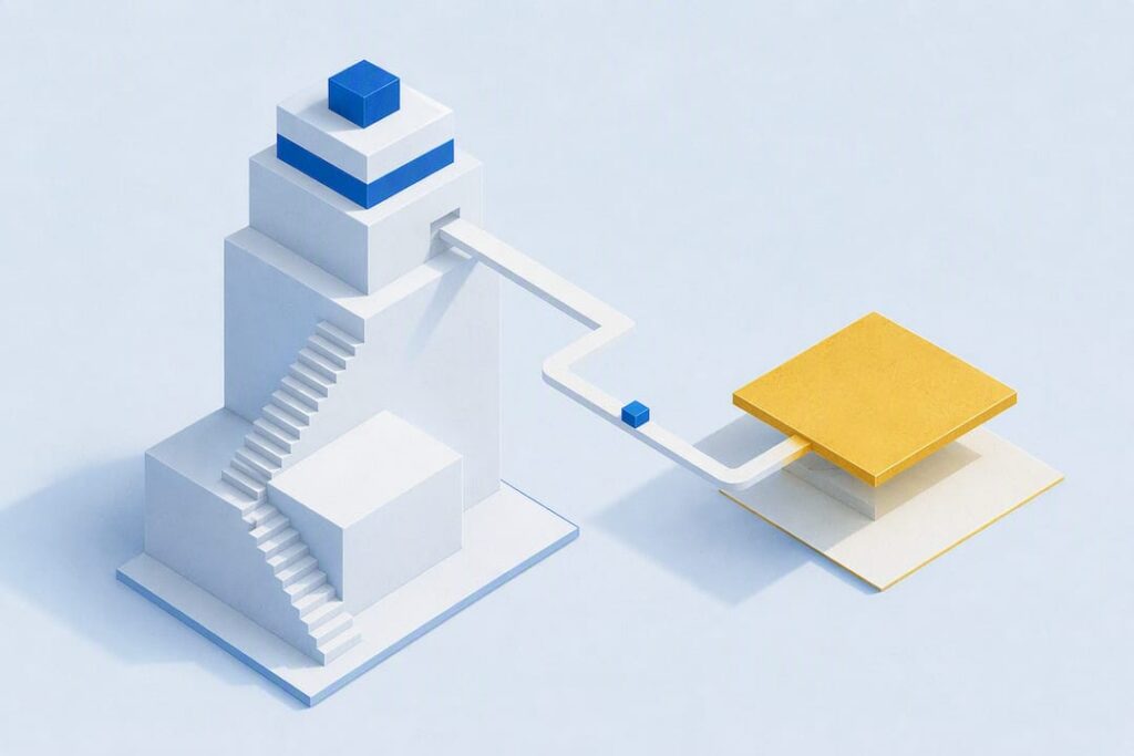 Isometric illustration of identity beyond achievement