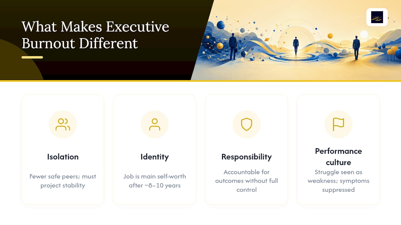 Why Leaders Burn Out Differently Than Everyone Else — overview diagram