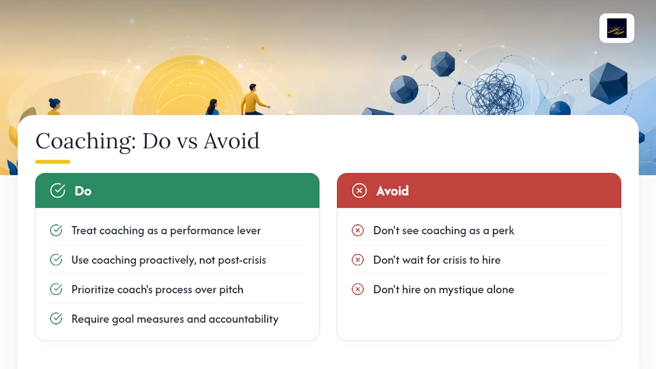 Why the Conventional Advice on Coaching Falls Short — overview diagram
