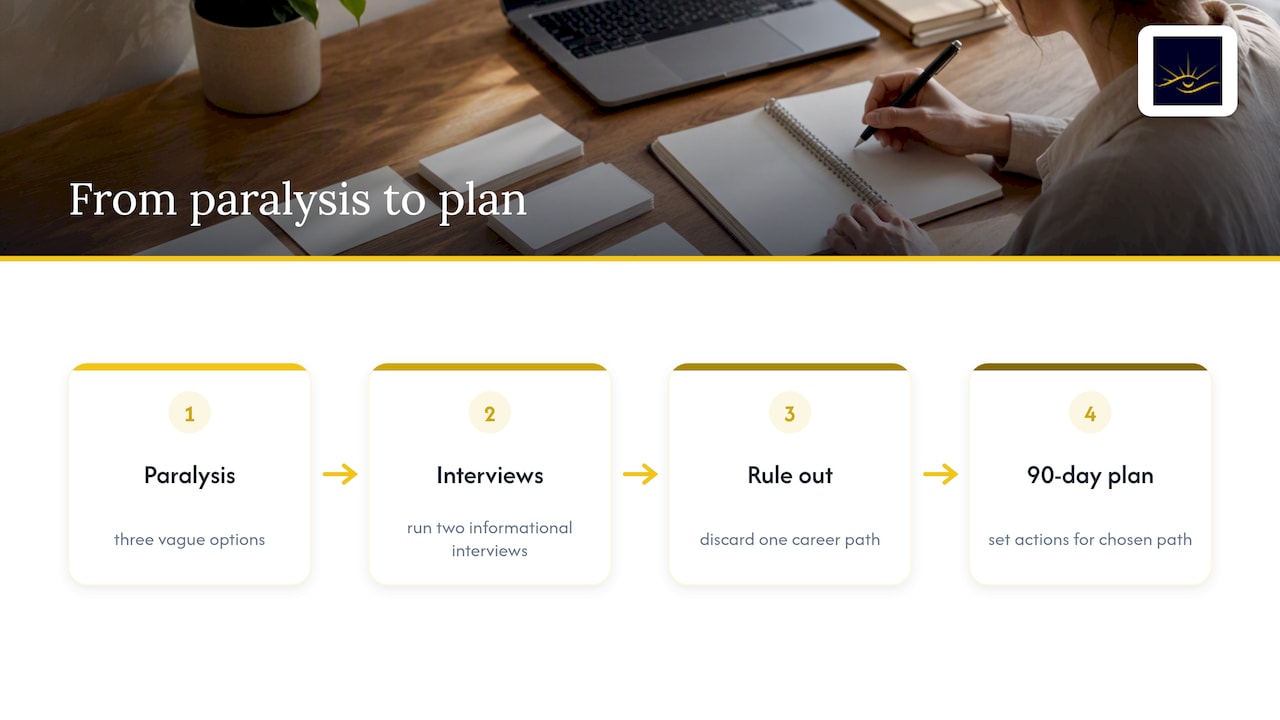Career coaching decision process from options to plan