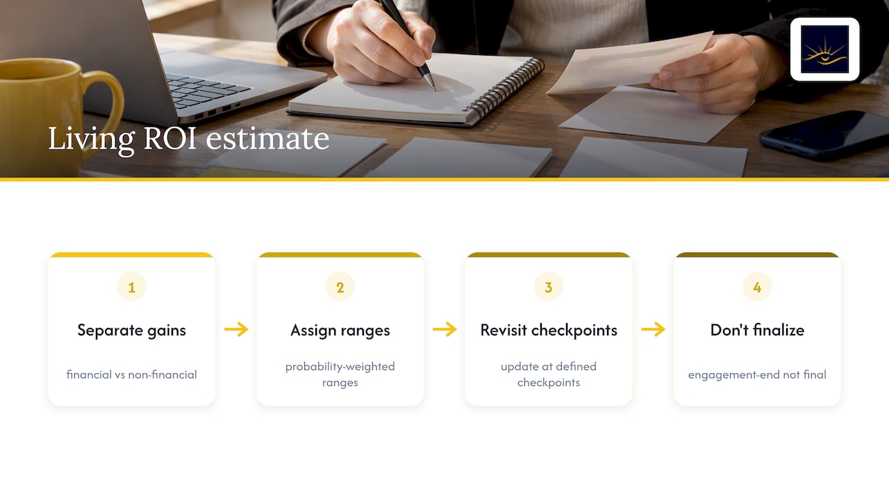 Four-stage living coaching ROI estimate process